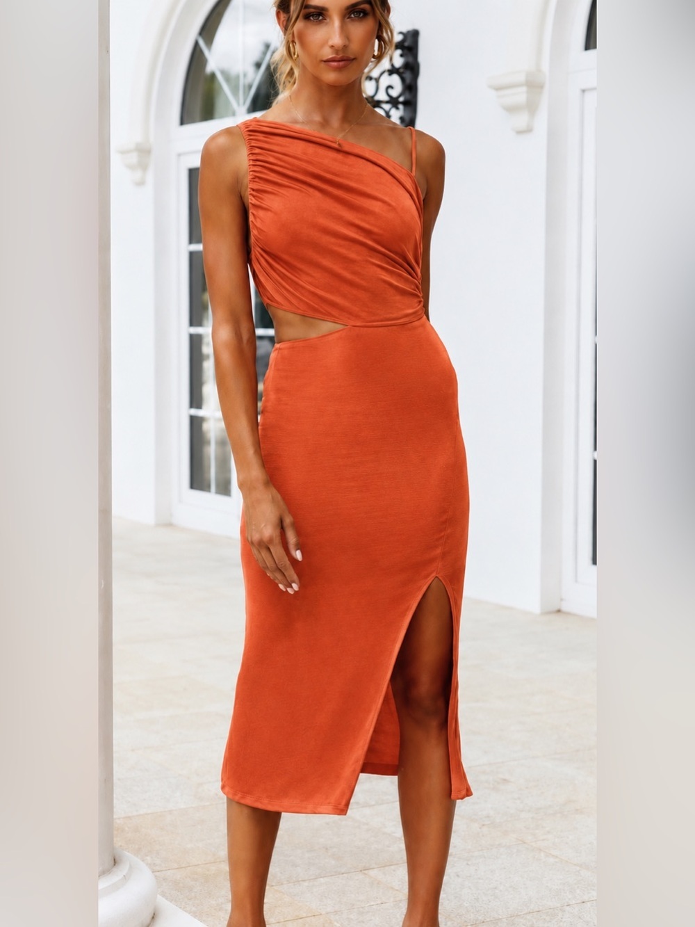 Hello Molly NWT Block It Out Orange midi dress, size 2